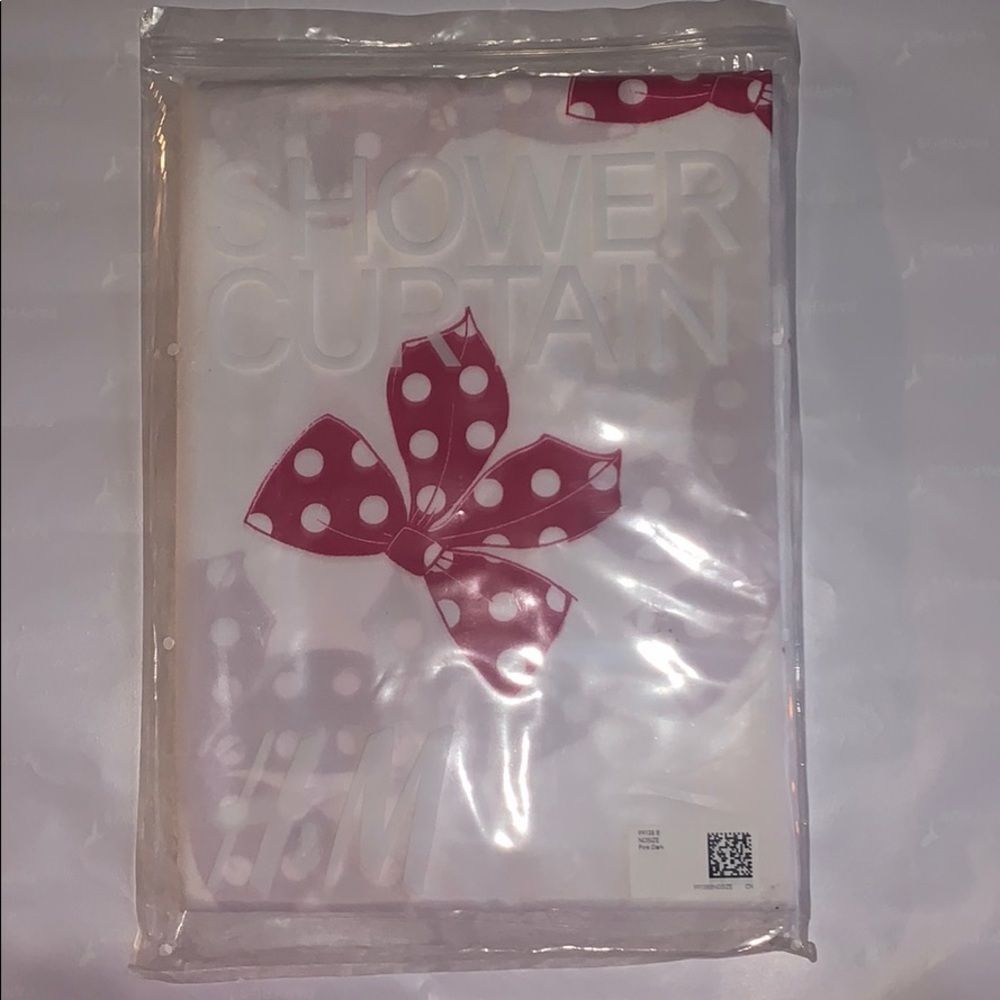 H&M Pink Polka Dot Bow Printed Shower Curtain